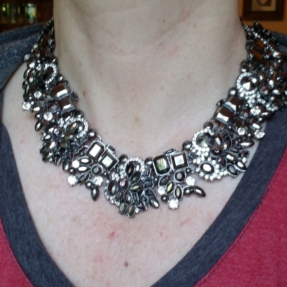 Black and silver statement necklace